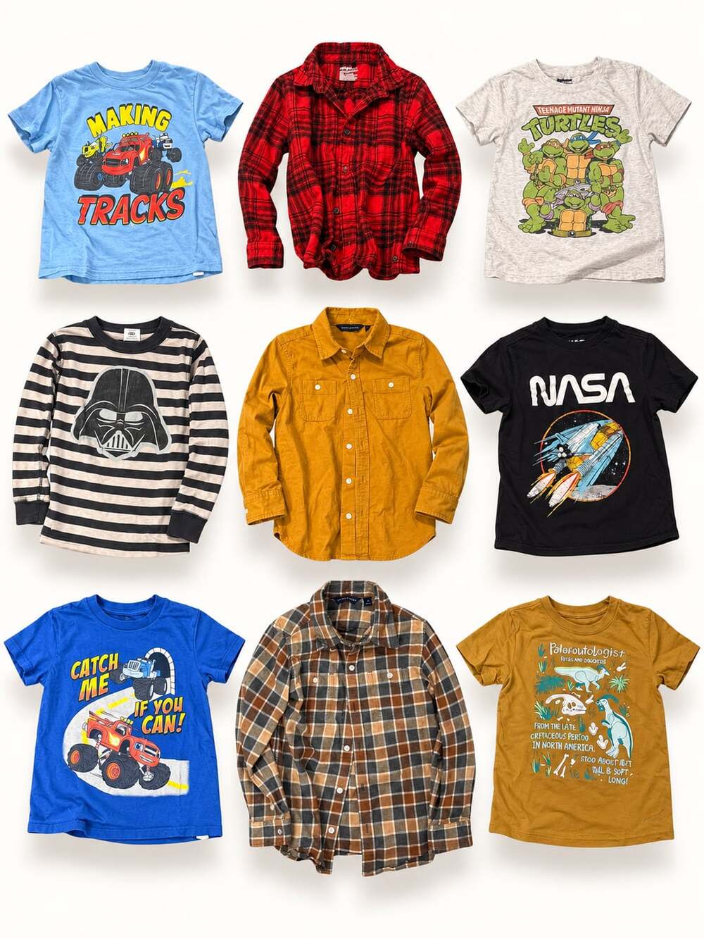 Boys Assorted Clothing Bundle Lot 9 Pieces Shirts Flannel